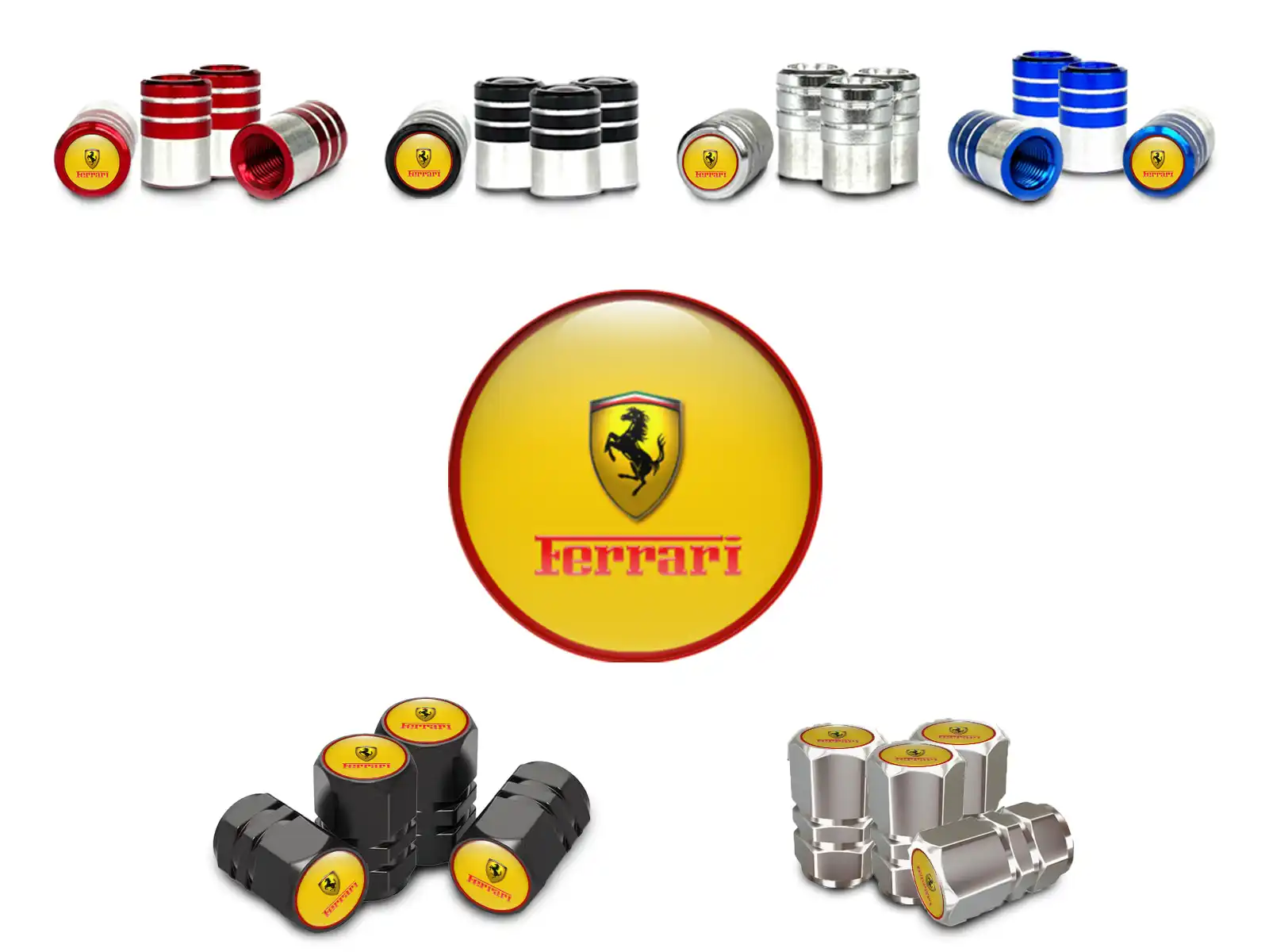 Ferrari Cappelli valvola Auto Stile Metallizzato